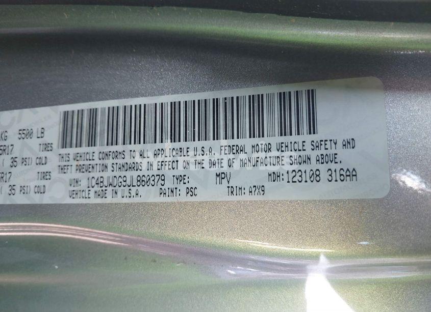 Photo 9 of 2018 Jeep Wrangler JK UNLIMITED SPORT S 4X4 (VIN 1C4BJWDG9JL860379)