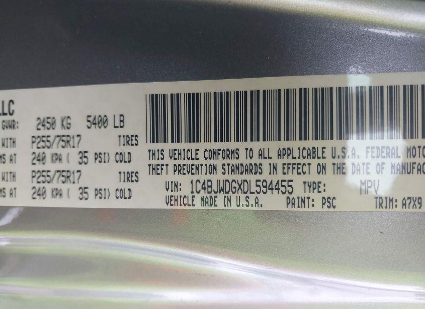 Photo 9 of 2013 Jeep Wrangler UNLIMITED SPORT (VIN 1C4BJWDGXDL594455)