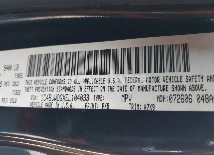 Photo 9 of 2014 Jeep Wrangler UNLIMITED SPORT (VIN 1C4BJWDGXEL104033)