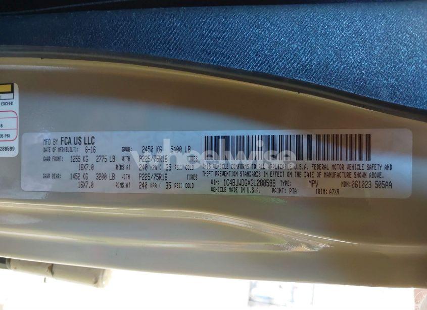 Photo 9 of 2016 Jeep Wrangler UNLIMITED SPORT (VIN 1C4BJWDGXGL288599)