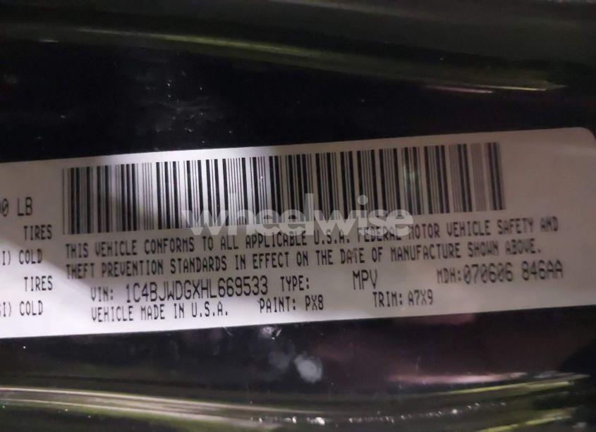 Photo 9 of 2017 Jeep Wrangler UNLIMITED SPORT (VIN 1C4BJWDGXHL669533)