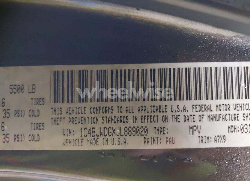 Photo 9 of 2018 Jeep Wrangler JK UNLIMITED SPORT 4X4 (VIN 1C4BJWDGXJL889020)