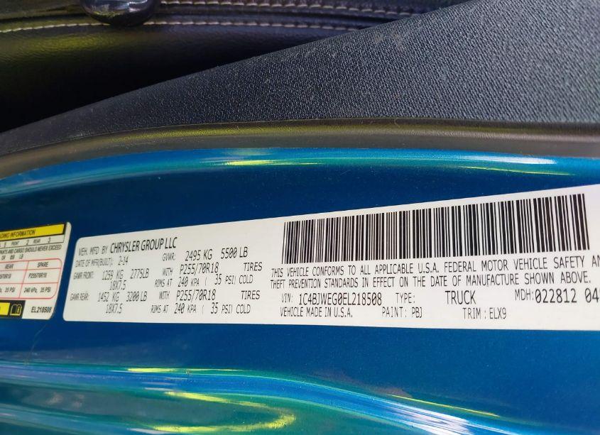 Photo 9 of 2014 Jeep Wrangler UNLIMITED POLAR EDITION (VIN 1C4BJWEG0EL218508)