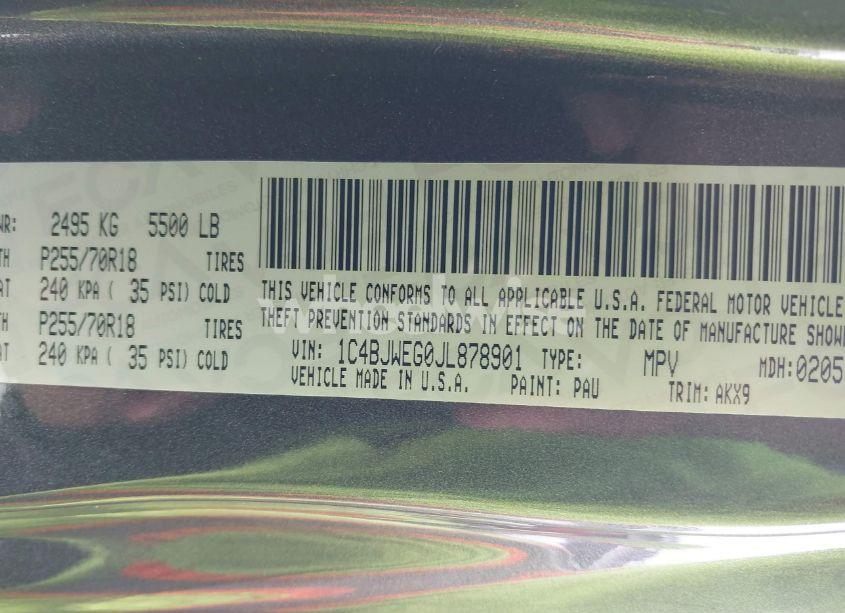 Photo 9 of 2018 Jeep Wrangler JK UNLIMITED ALTITUDE 4X4 (VIN 1C4BJWEG0JL878901)