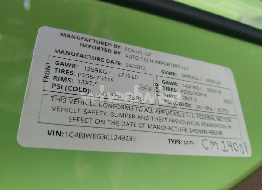 Photo 9 of 2012 Jeep Wrangler UNLIMITED SAHARA (VIN 1C4BJWEG3CL249233)