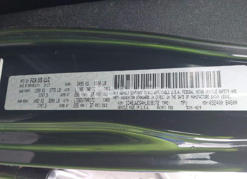 Photo 9 of 2017 Jeep Wrangler UNLIMITED WINTER 4X4 (VIN 1C4BJWEG4HL618172)