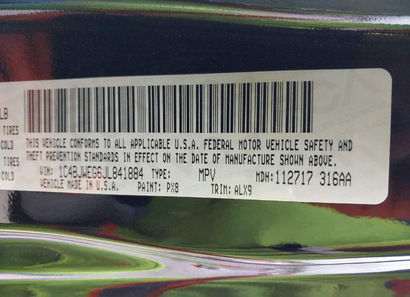 Photo 9 of 2018 Jeep Wrangler JK UNLIMITED SAHARA 4X4 (VIN 1C4BJWEG6JL841884)