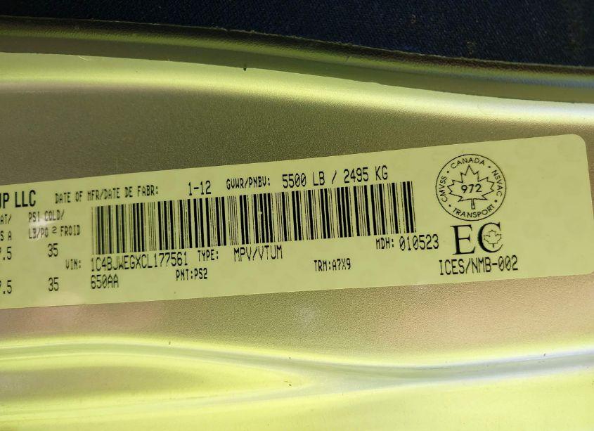 Photo 9 of 2012 Jeep Wrangler UNLIMITED SAHARA (VIN 1C4BJWEGXCL177561)