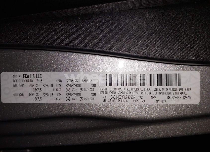 Photo 9 of 2015 Jeep Wrangler UNLIMITED ALTITUDE (VIN 1C4BJWEGXFL743657)