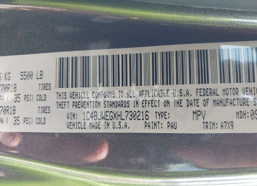 Photo 9 of 2017 Jeep Wrangler UNLIMITED SAHARA 4X4 (VIN 1C4BJWEGXHL730216)