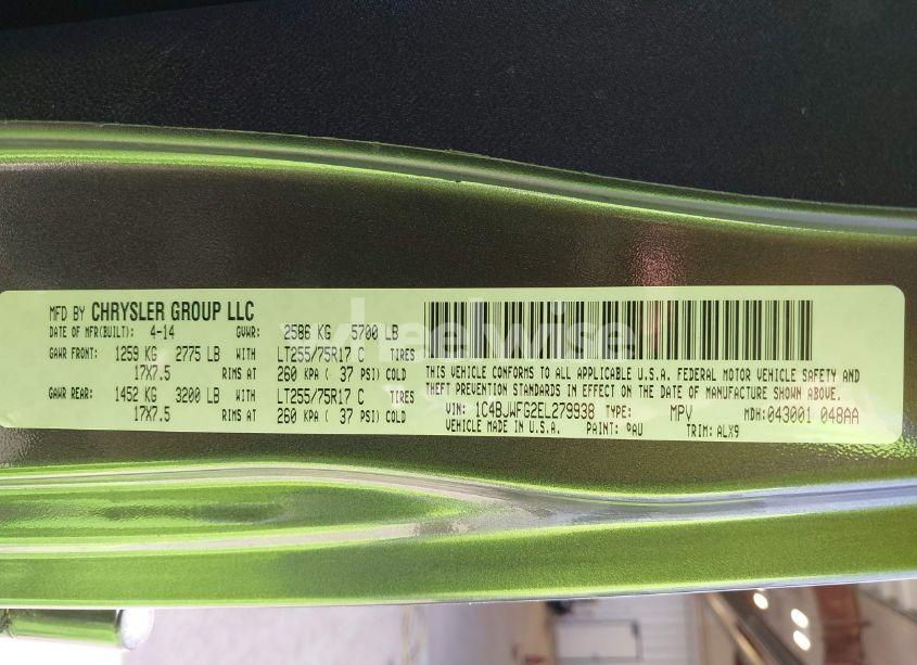 Photo 9 of 2014 Jeep Wrangler UNLIMITED RUBICON (VIN 1C4BJWFG2EL279938)