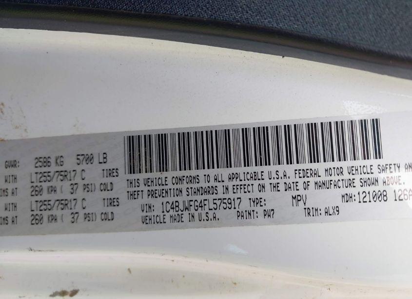 Photo 9 of 2015 Jeep Wrangler UNLIMITED RUBICON HARD ROCK (VIN 1C4BJWFG4FL575917)