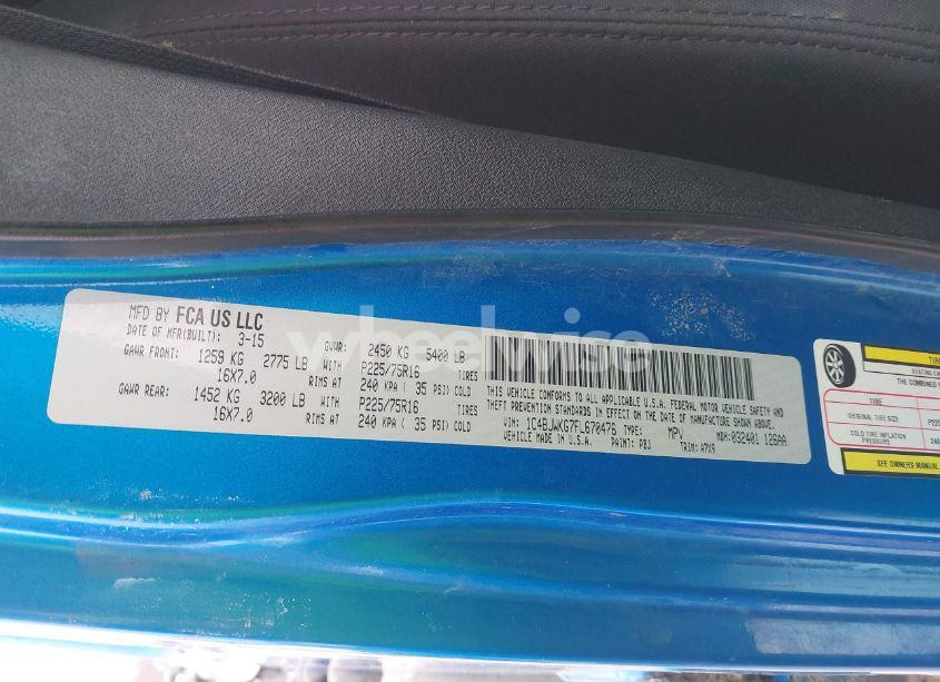 Photo 9 of 2015 Jeep Wrangler UNLIMITED SPORT RHD (VIN 1C4BJWKG7FL670476)