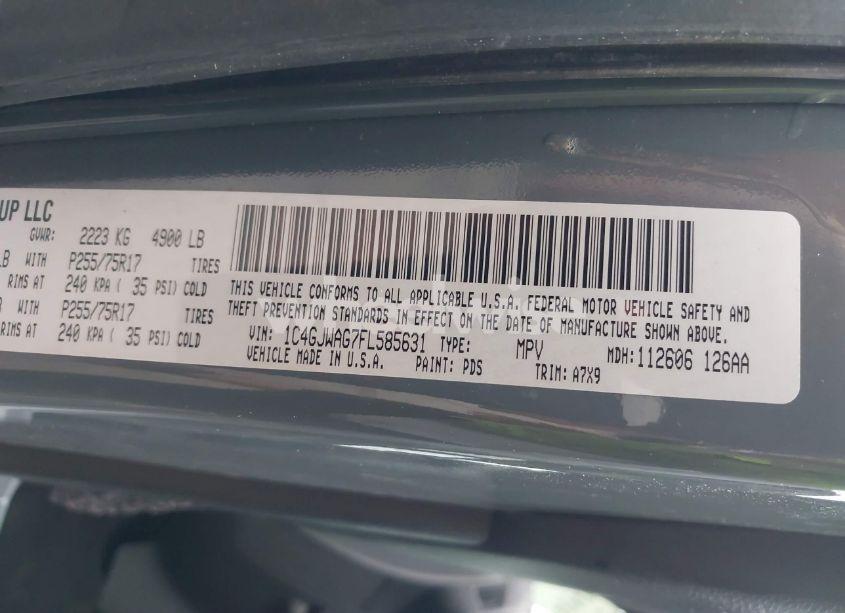 Photo 9 of 2015 Jeep Wrangler SPORT (VIN 1C4GJWAG7FL585631)