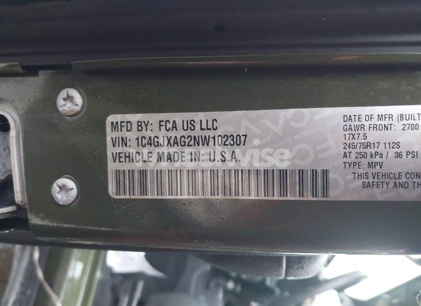 Photo 9 of 2022 Jeep Wrangler SPORT S 4X4 (VIN 1C4GJXAG2NW102307)