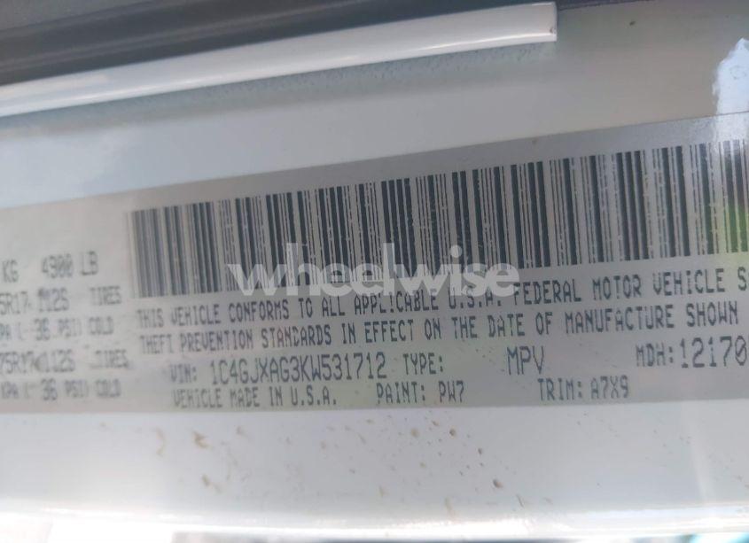 Photo 9 of 2019 Jeep Wrangler SPORT S 4X4 (VIN 1C4GJXAG3KW531712)