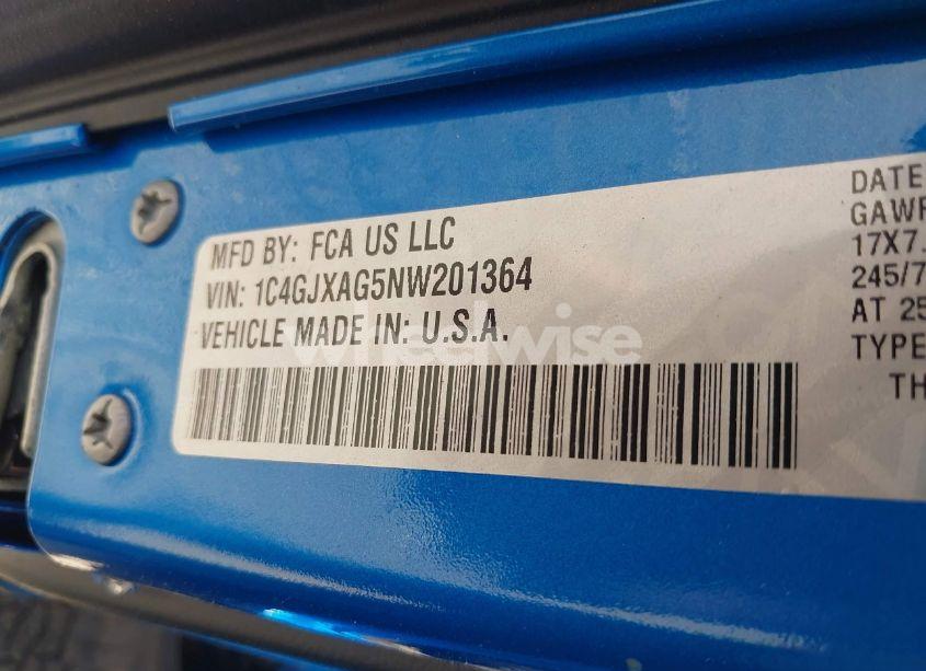 Photo 9 of 2022 Jeep Wrangler SPORT 4X4 (VIN 1C4GJXAG5NW201364)