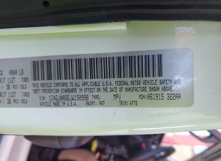 Photo 9 of 2018 Jeep Wrangler SPORT S 4X4 (VIN 1C4GJXAG6JW150998)