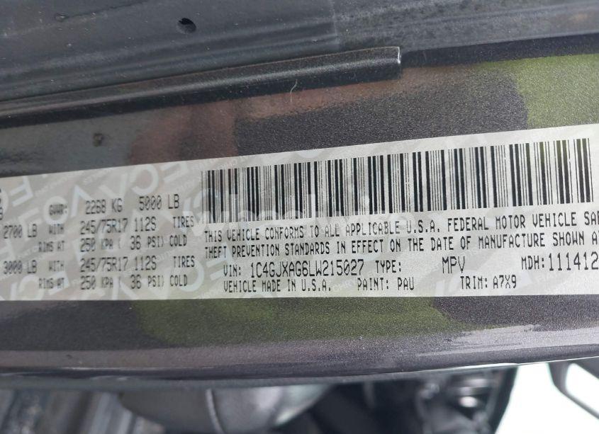 Photo 9 of 2020 Jeep Wrangler SPORT S 4X4 (VIN 1C4GJXAG6LW215027)