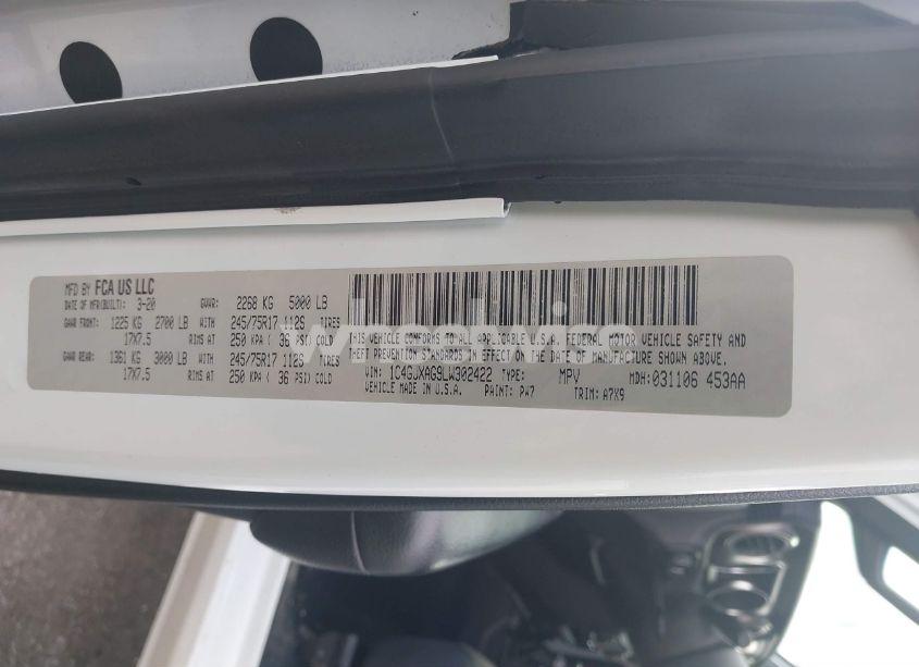 Photo 9 of 2020 Jeep Wrangler SPORT S 4X4 (VIN 1C4GJXAG9LW302422)