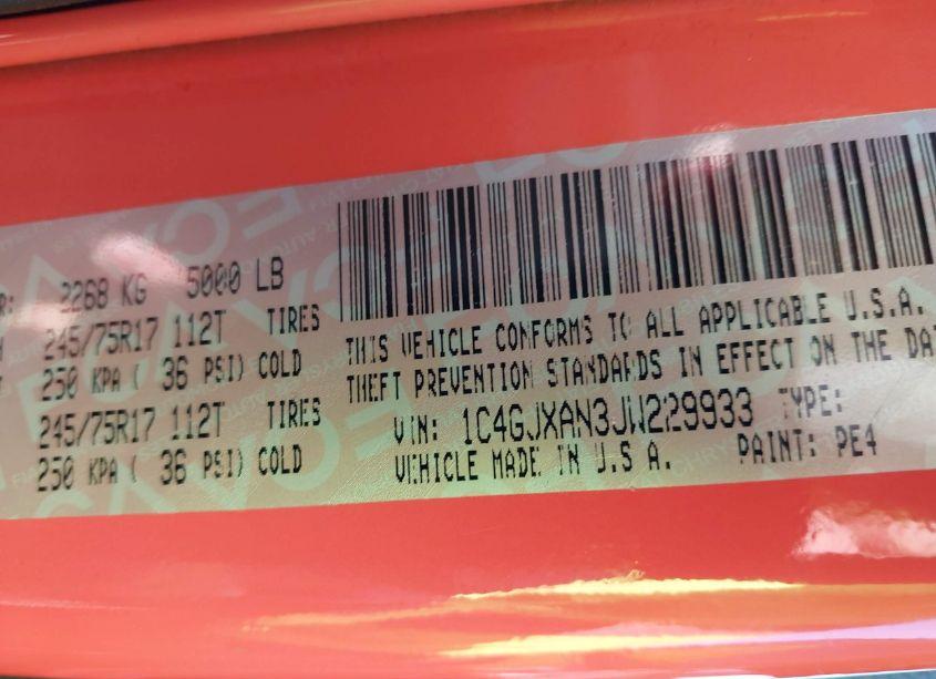 Photo 9 of 2018 Jeep Wrangler SPORT S 4X4 (VIN 1C4GJXAN3JW229933)