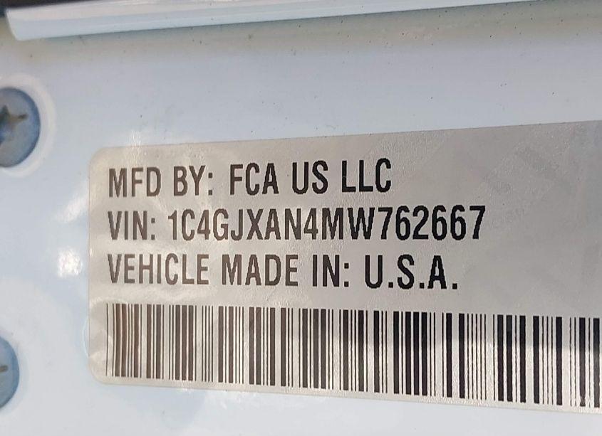 Photo 9 of 2021 Jeep Wrangler SPORT 4X4 (VIN 1C4GJXAN4MW762667)