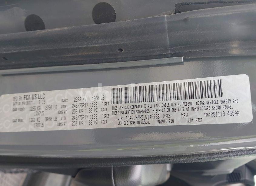 Photo 9 of 2020 Jeep Wrangler SPORT S 4X4 (VIN 1C4GJXAN5LW146068)