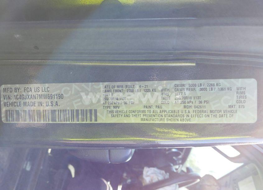 Photo 9 of 2021 Jeep Wrangler 80TH ANNIVERSARY 4X4 (VIN 1C4GJXAN7MW691190)