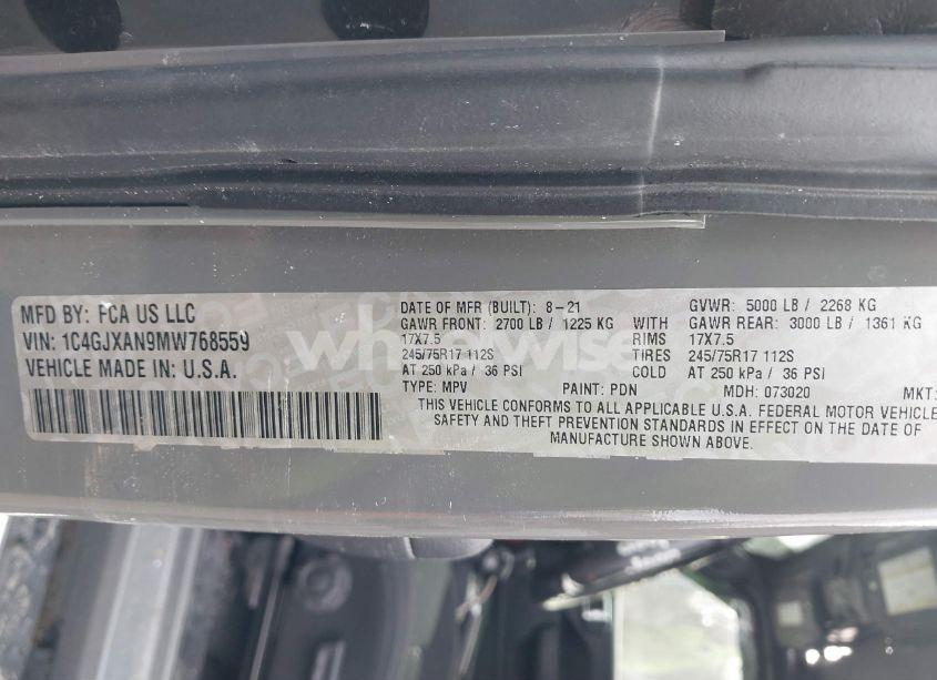 Photo 9 of 2021 Jeep Wrangler SPORT 4X4 (VIN 1C4GJXAN9MW768559)