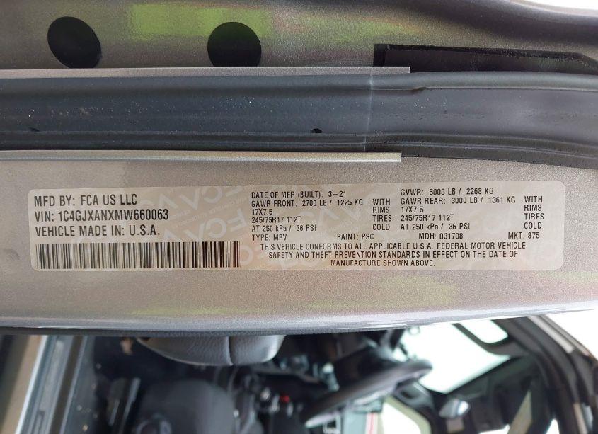 Photo 9 of 2021 Jeep Wrangler SPORT 4X4 (VIN 1C4GJXANXMW660063)