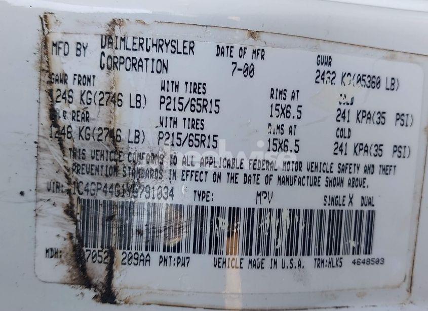 Photo 9 of 2000 Chrysler Town & COUNTRY LX (VIN 1C4GP44G1YB791034)