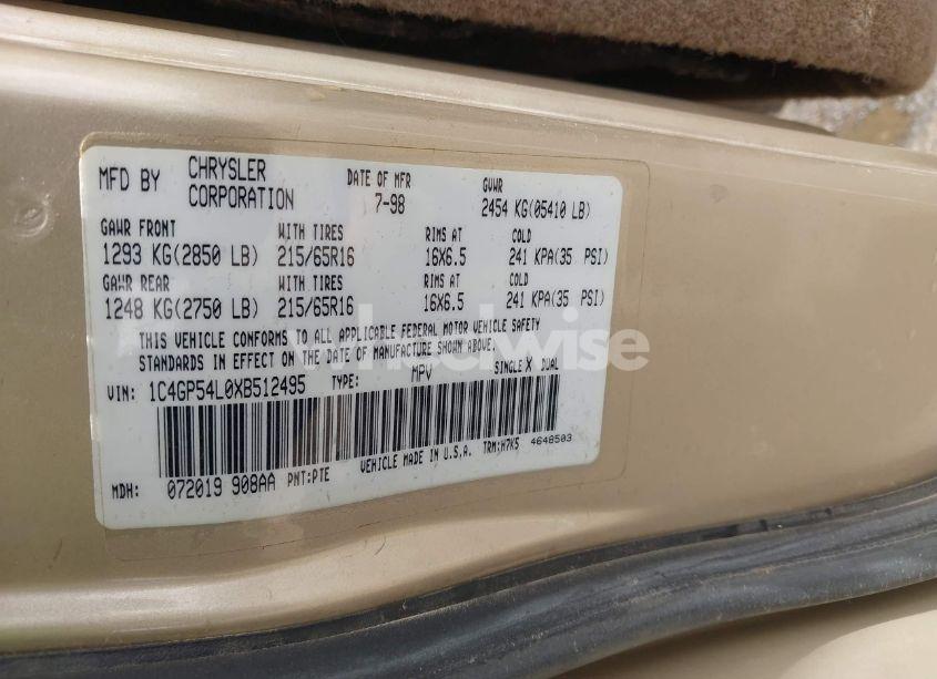 Photo 9 of 1999 Chrysler Town & COUNTRY LX (VIN 1C4GP54L0XB512495)