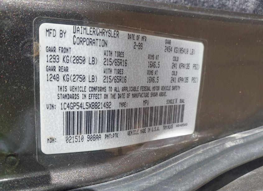 Photo 9 of 1999 Chrysler Town & COUNTRY LX (VIN 1C4GP54L5XB821492)