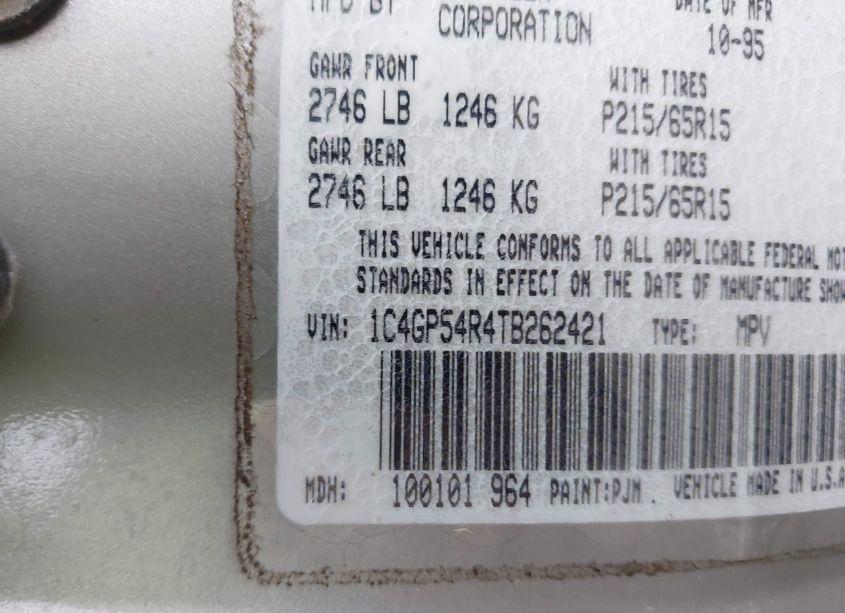 Photo 9 of 1996 Chrysler Town & COUNTRY (VIN 1C4GP54R4TB262421)