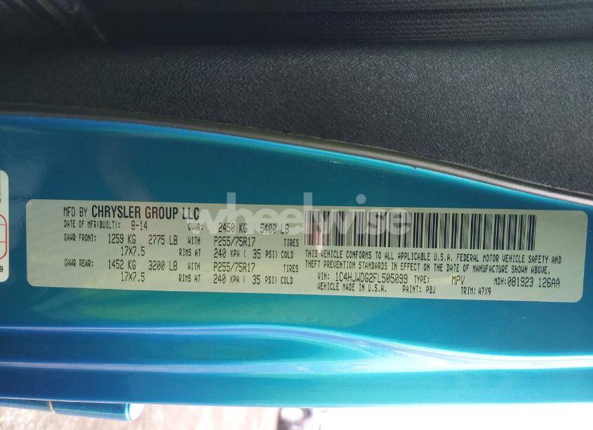 Photo 9 of 2015 Jeep Wrangler UNLIMITED SPORT (VIN 1C4HJWDG2FL505099)