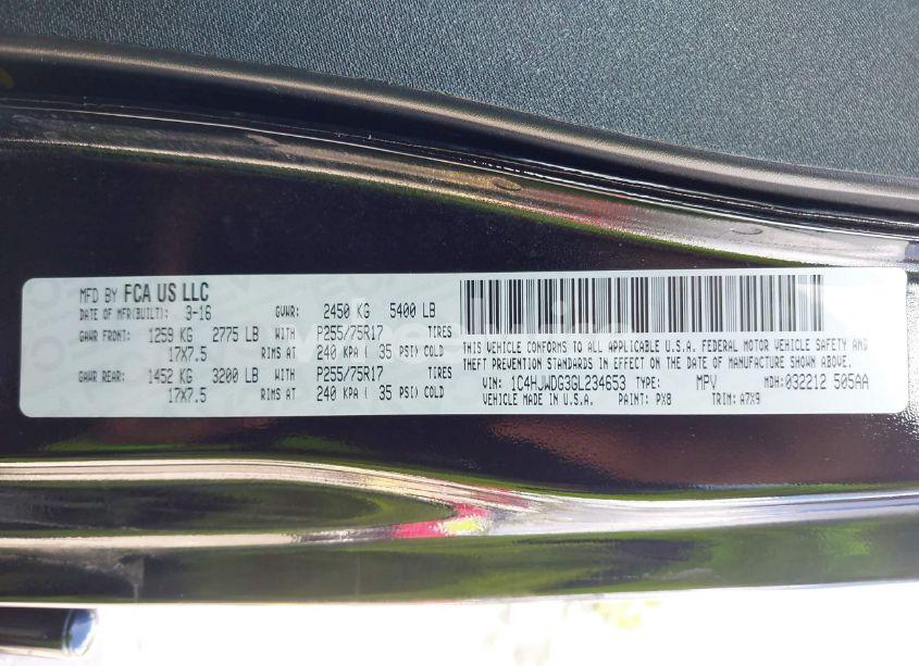 Photo 9 of 2016 Jeep Wrangler UNLIMITED SPORT (VIN 1C4HJWDG3GL234653)