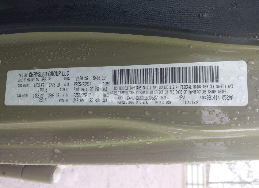 Photo 9 of 2013 Jeep Wrangler UNLIMITED SPORT (VIN 1C4HJWDG6DL530567)