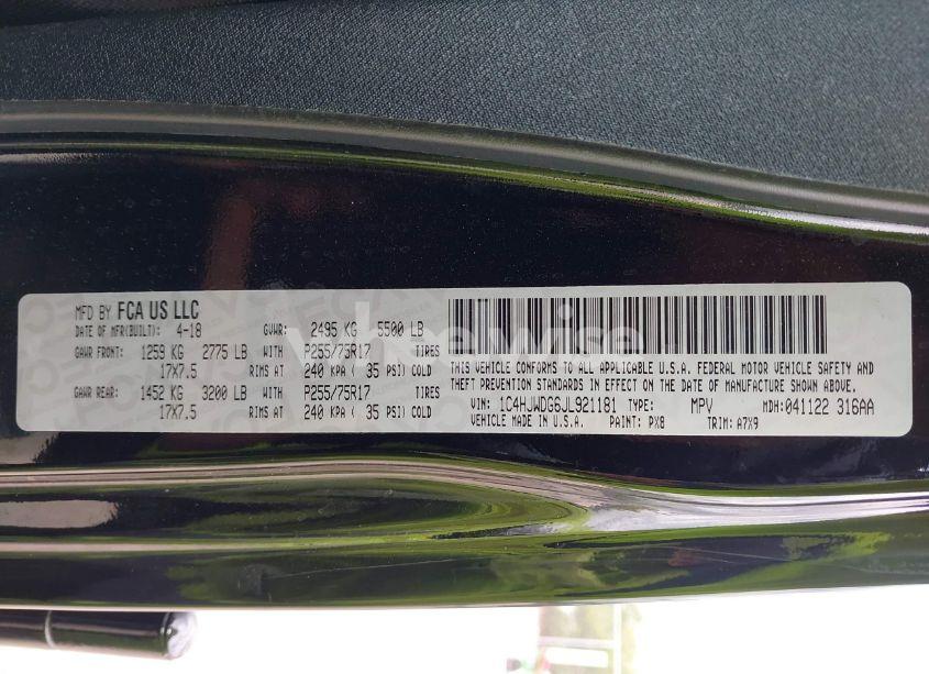 Photo 9 of 2018 Jeep Wrangler JK UNLIMITED SPORT S 4X4 (VIN 1C4HJWDG6JL921181)