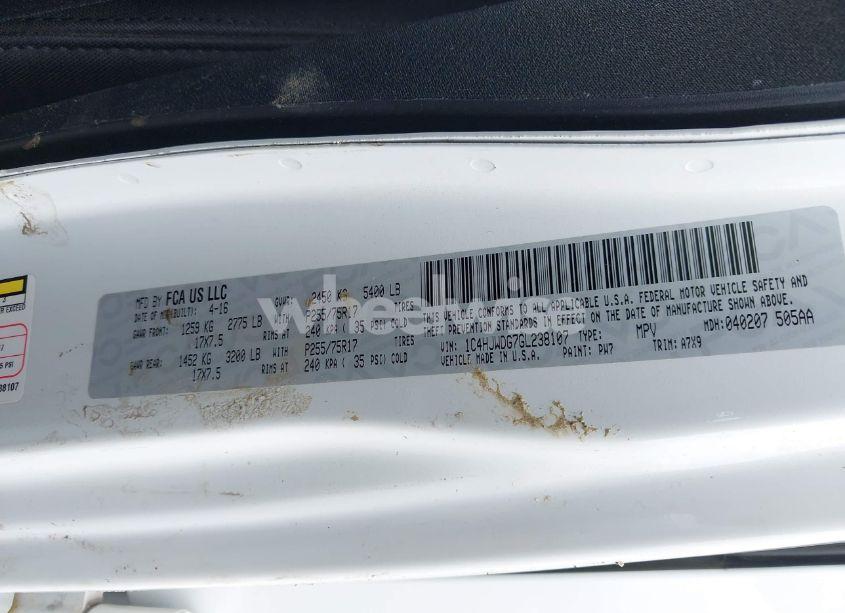 Photo 9 of 2016 Jeep Wrangler UNLIMITED SPORT (VIN 1C4HJWDG7GL238107)