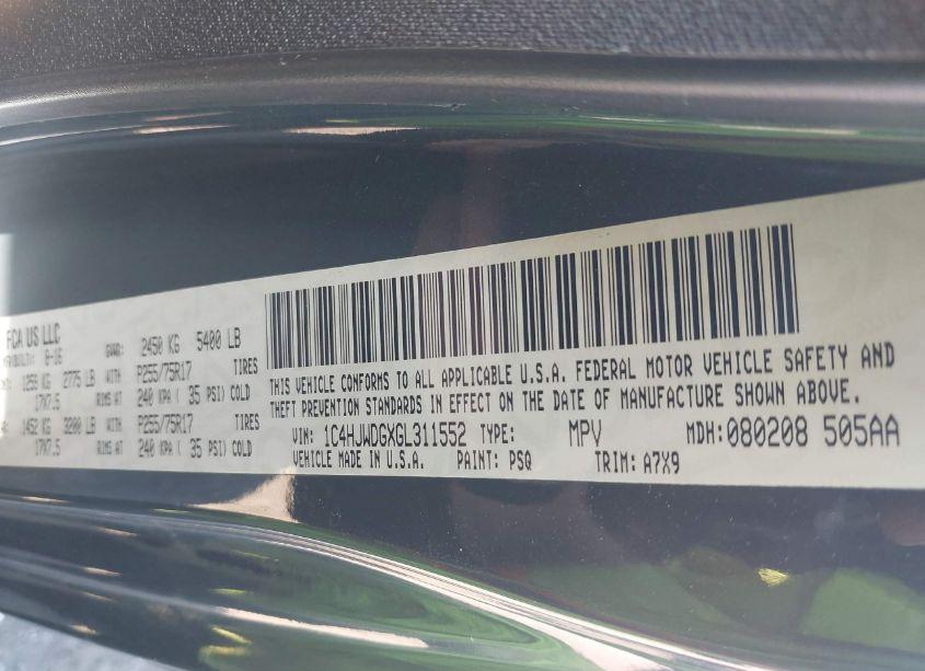 Photo 9 of 2016 Jeep Wrangler UNLIMITED SPORT (VIN 1C4HJWDGXGL311552)