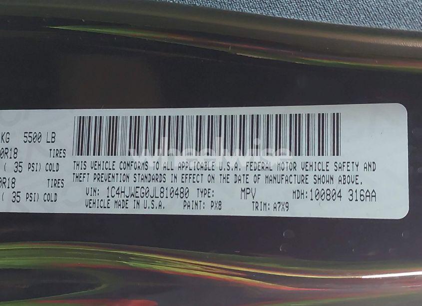 Photo 9 of 2018 Jeep Wrangler JK UNLIMITED SAHARA 4X4 (VIN 1C4HJWEG0JL810480)