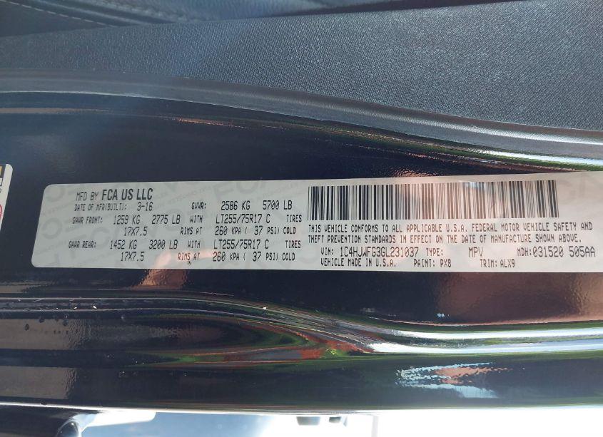 Photo 9 of 2016 Jeep Wrangler UNLIMITED RUBICON HARD ROCK (VIN 1C4HJWFG3GL231037)