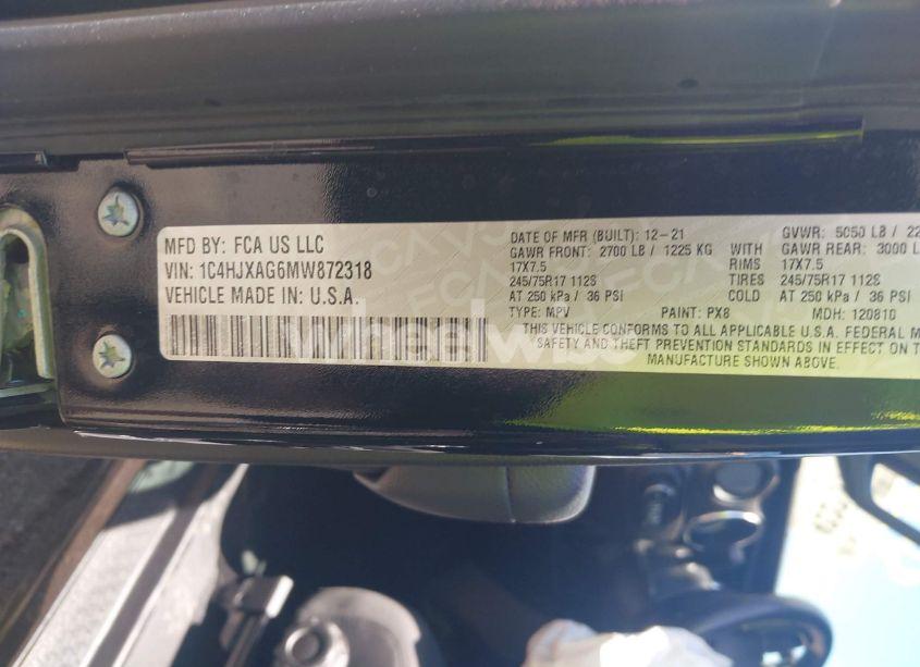 Photo 9 of 2021 Jeep Wrangler SPORT S 4X4 (VIN 1C4HJXAG6MW872318)