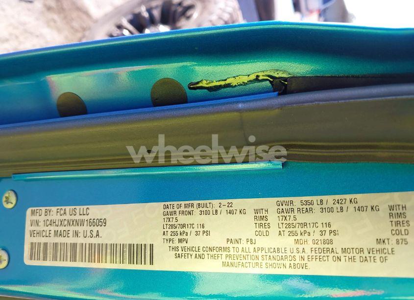 Photo 9 of 2022 Jeep Wrangler RUBICON 4X4 (VIN 1C4HJXCNXNW166059)