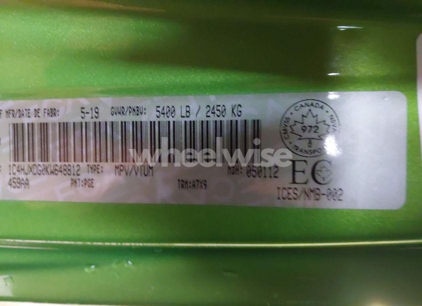 Photo 9 of 2019 Jeep Wrangler UNLIMITED SPORT (VIN 1C4HJXDG0KW648812)