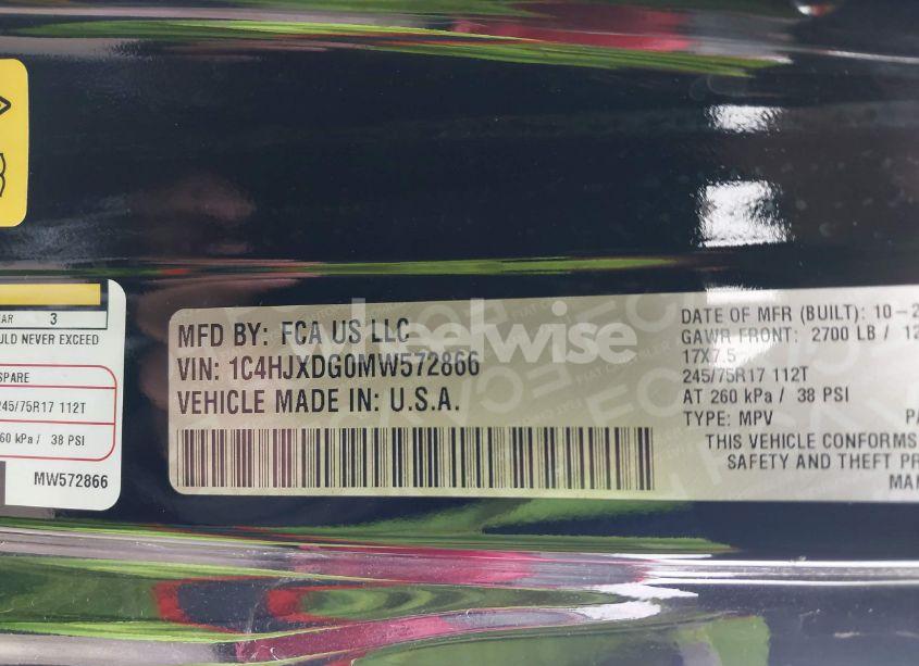 Photo 9 of 2021 Jeep Wrangler UNLIMITED SPORT S 4X4 (VIN 1C4HJXDG0MW572866)