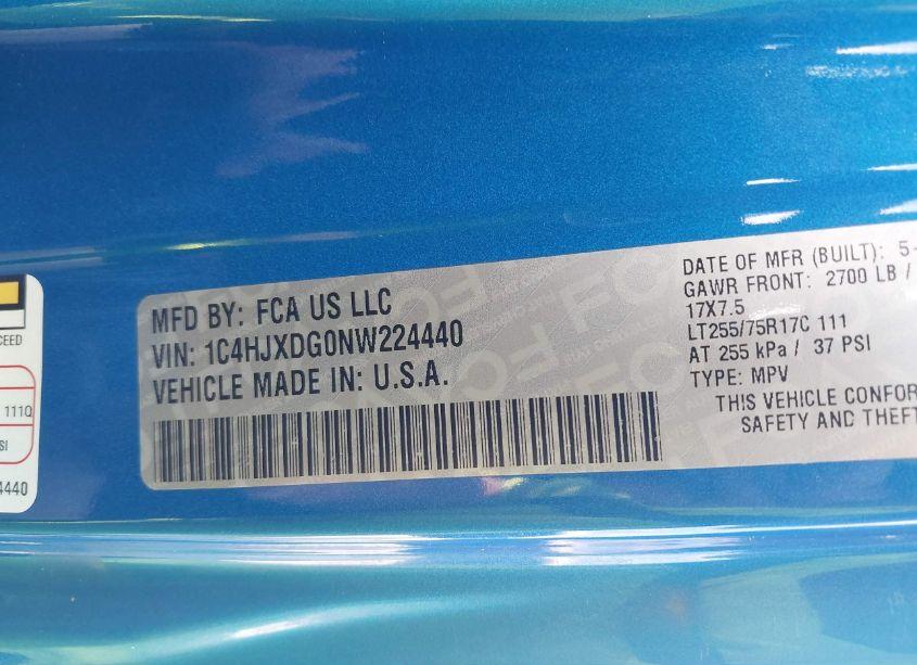 Photo 9 of 2022 Jeep Wrangler UNLIMITED WILLYS SPORT (VIN 1C4HJXDG0NW224440)