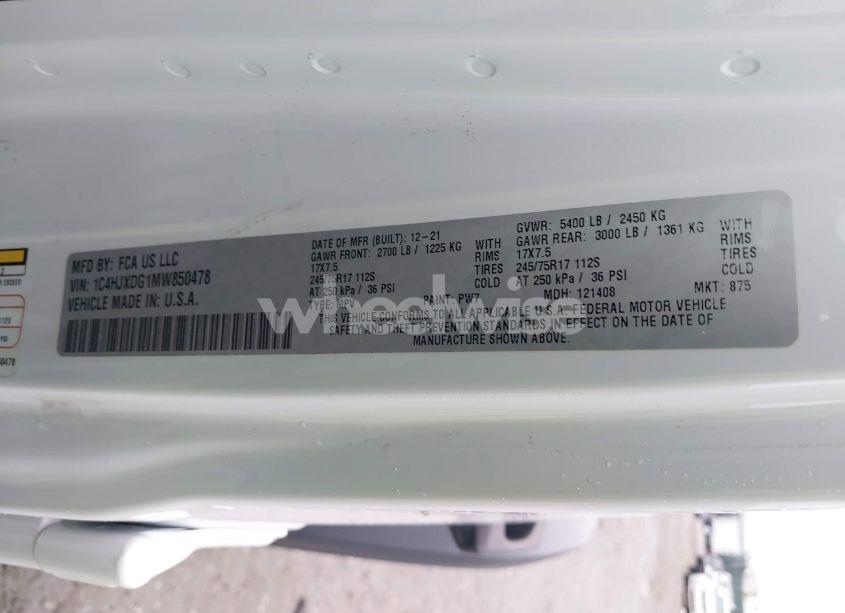 Photo 9 of 2021 Jeep Wrangler UNLIMITED SPORT S 4X4 (VIN 1C4HJXDG1MW850478)