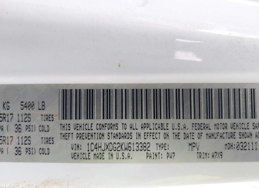 Photo 9 of 2019 Jeep Wrangler UNLIMITED SPORT 4X4 (VIN 1C4HJXDG2KW613382)