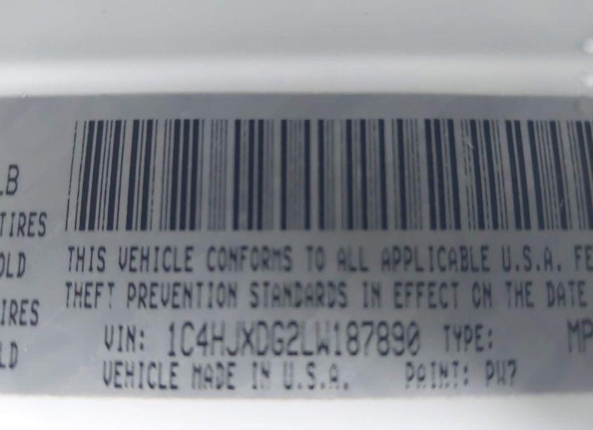Photo 9 of 2020 Jeep Wrangler UNLIMITED SPORT ALTITUDE 4X4 (VIN 1C4HJXDG2LW187890)